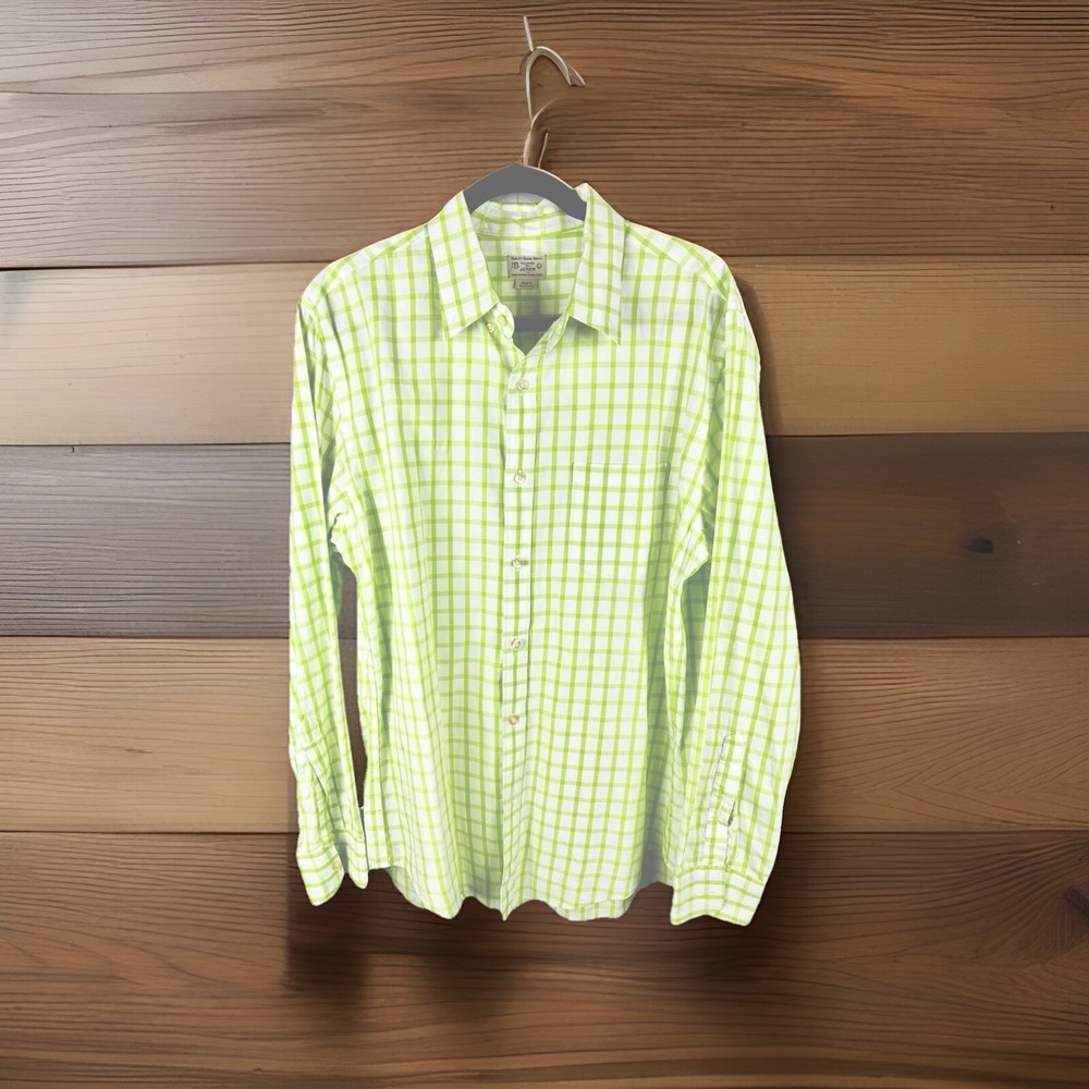 J.Crew Ludlow Button-Up Shirt Mens Large Green Plaid Cotton‎ Long Sleeve